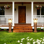 Solar garden lights modern aluminium bollard, IP65 waterproof LED path light in black and bronze
