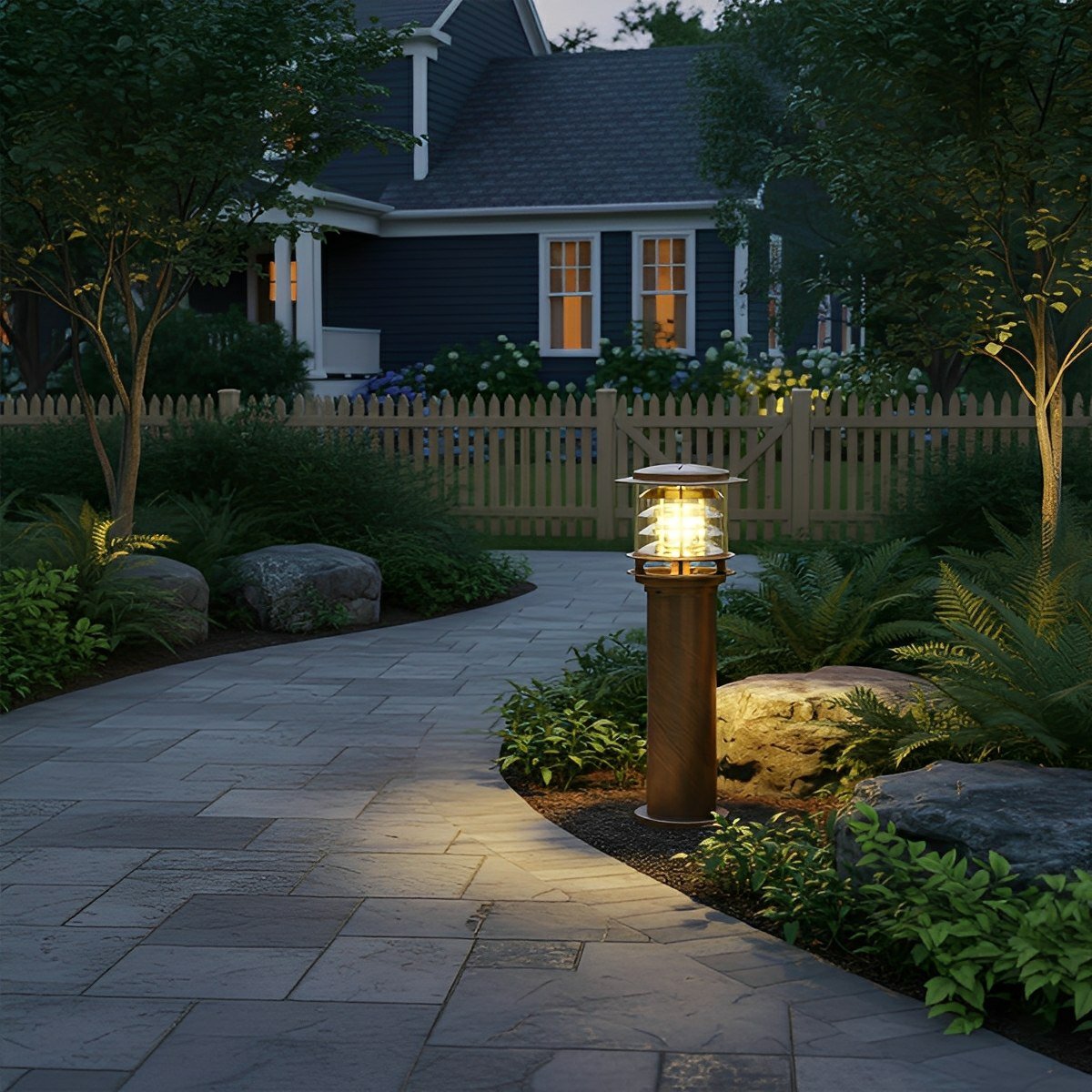Solar garden lights modern aluminium bollard, IP65 waterproof LED path light in black and bronze