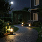 Solar garden lights modern aluminium bollard, IP65 waterproof LED path light in black and bronze