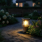 Solar garden lights modern aluminium bollard, IP65 waterproof LED path light in black and bronze