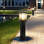 Solar garden lights modern aluminium bollard, IP65 waterproof LED path light in black and bronze