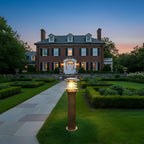 Solar garden lights modern aluminium bollard, IP65 waterproof LED path light in black and bronze