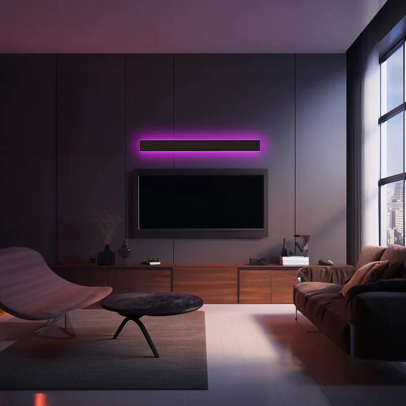 Linear LED outdoor wall lamp black IP65, minimalist design for garden and corridor