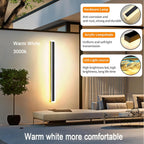 Linear outdoor wall light IP65 black LED strip design, 8cm wide, multiple heights