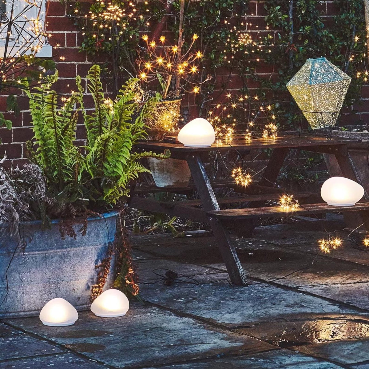 Solar garden lights frosted glass pebble path light warm white LED IP65 outdoor