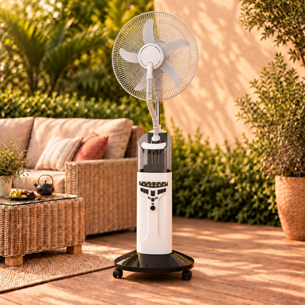 Outdoor misting fan 16 inch rechargeable 9-speed with LED night light