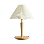 Vintage Wooden Table Lamp, Retro Walnut Bedside Light