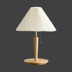 Vintage Wooden Table Lamp, Retro Walnut Bedside Light
