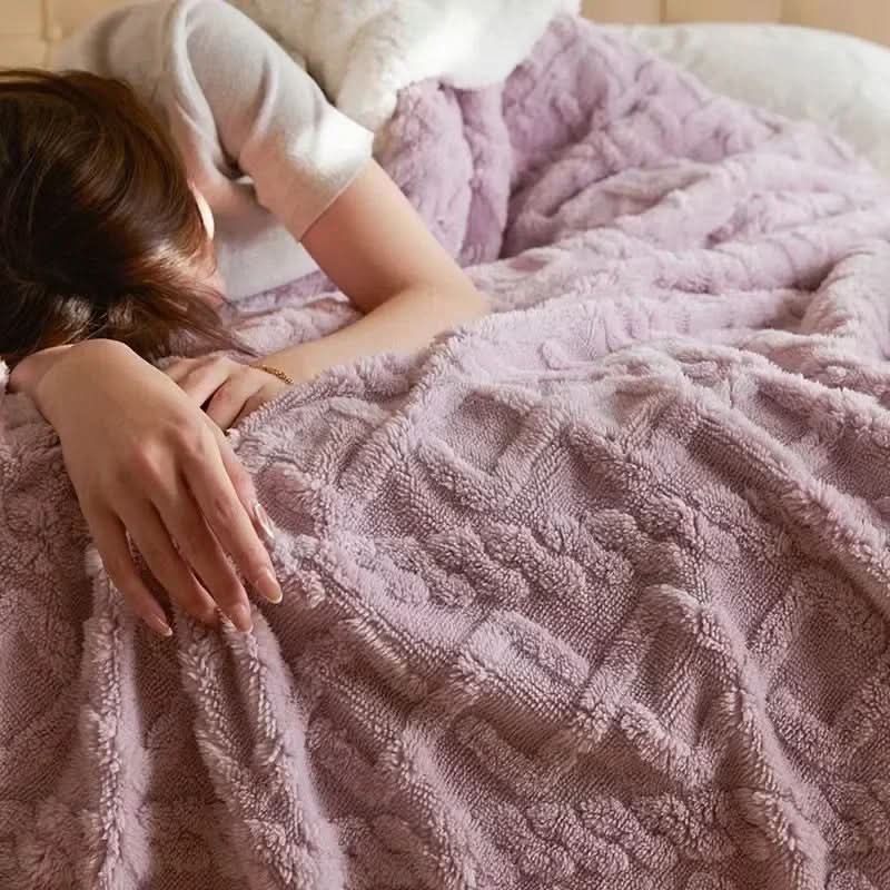 Winter blanket reversible lambs wool microfleece throw, machine washable
