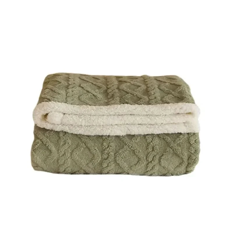 Winter blanket reversible lambs wool microfleece throw, machine washable