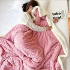 Winter blanket reversible lambs wool microfleece throw, machine washable