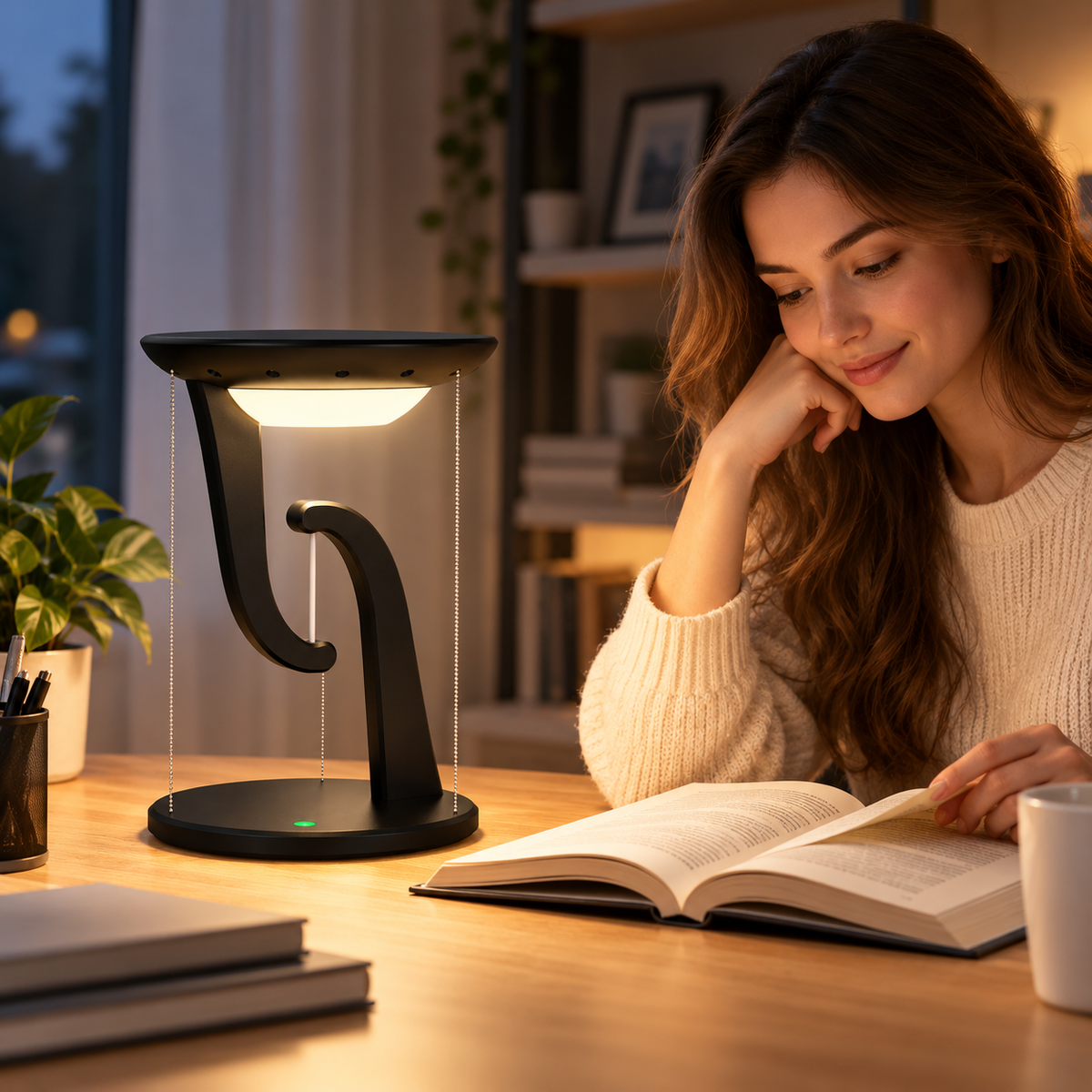 LED Desk Lamp | Anti-gravity Floating, Wireless Charging, Bedroom