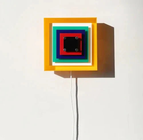 Wall Sconce LED Square Memphis Bauhaus 1-Light wrought iron acrylic warm white