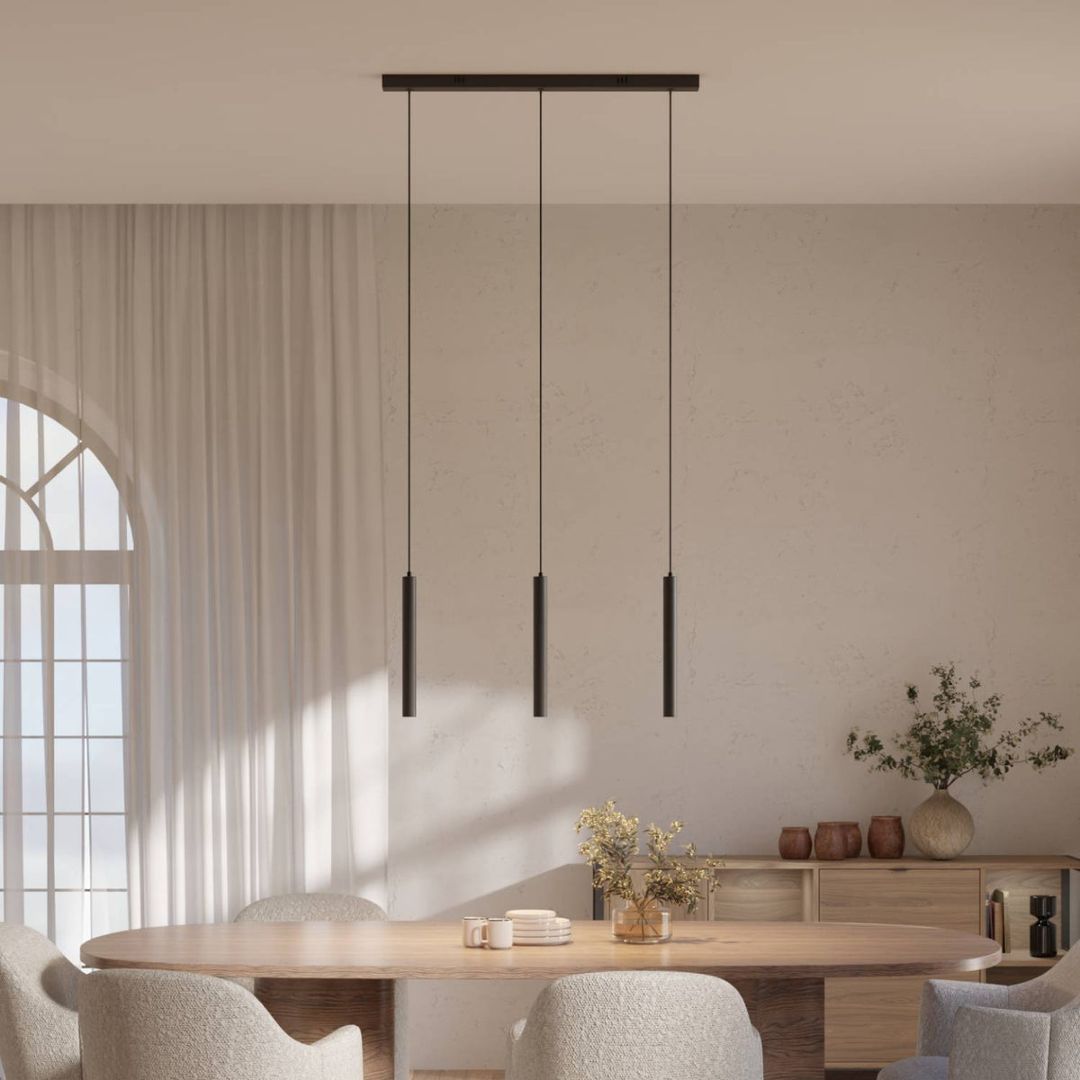 Pendant Light Adjustable Height | Designer, Multi-Head, Black