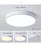 LED ceiling light modern round metal design, even illumination, multiple colors