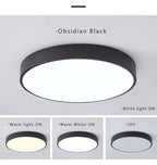 LED ceiling light modern round metal design, even illumination, multiple colors