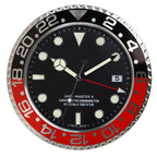 Silent wall clock stainless steel, battery operated with luminous dial