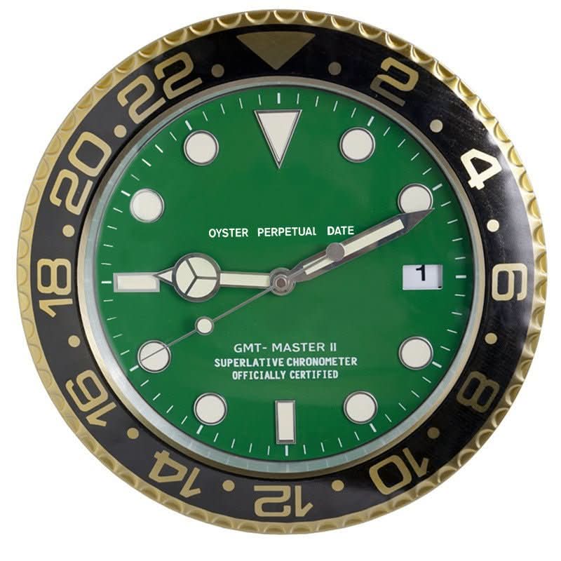 Silent wall clock stainless steel, battery operated with luminous dial