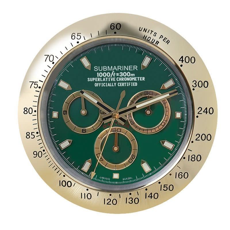 Silent wall clock stainless steel, battery operated with luminous dial