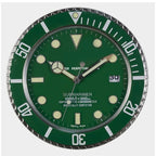 Silent wall clock stainless steel, battery operated with luminous dial