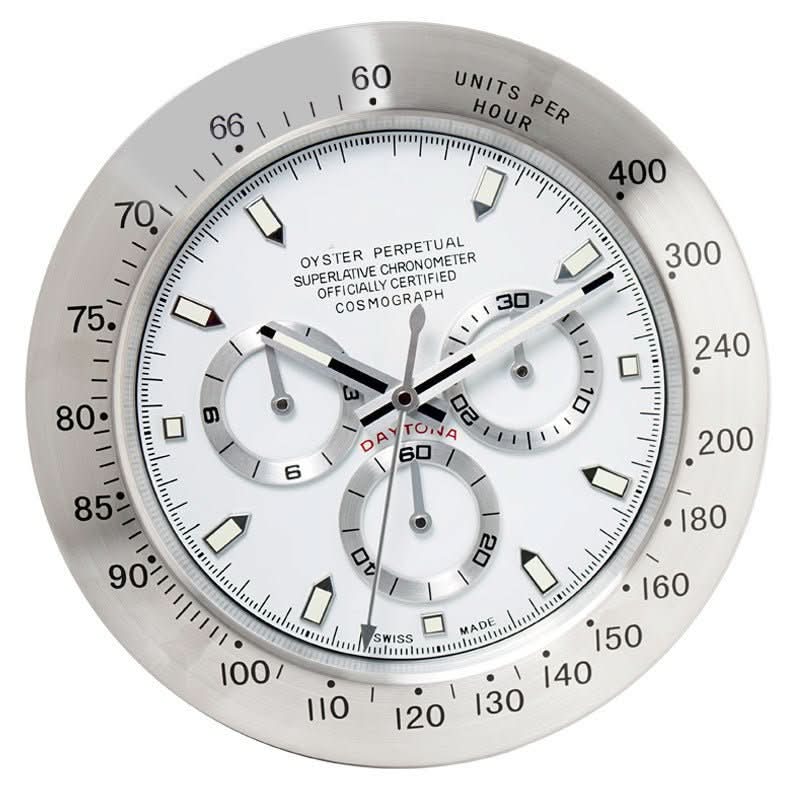 Silent wall clock stainless steel, battery operated with luminous dial