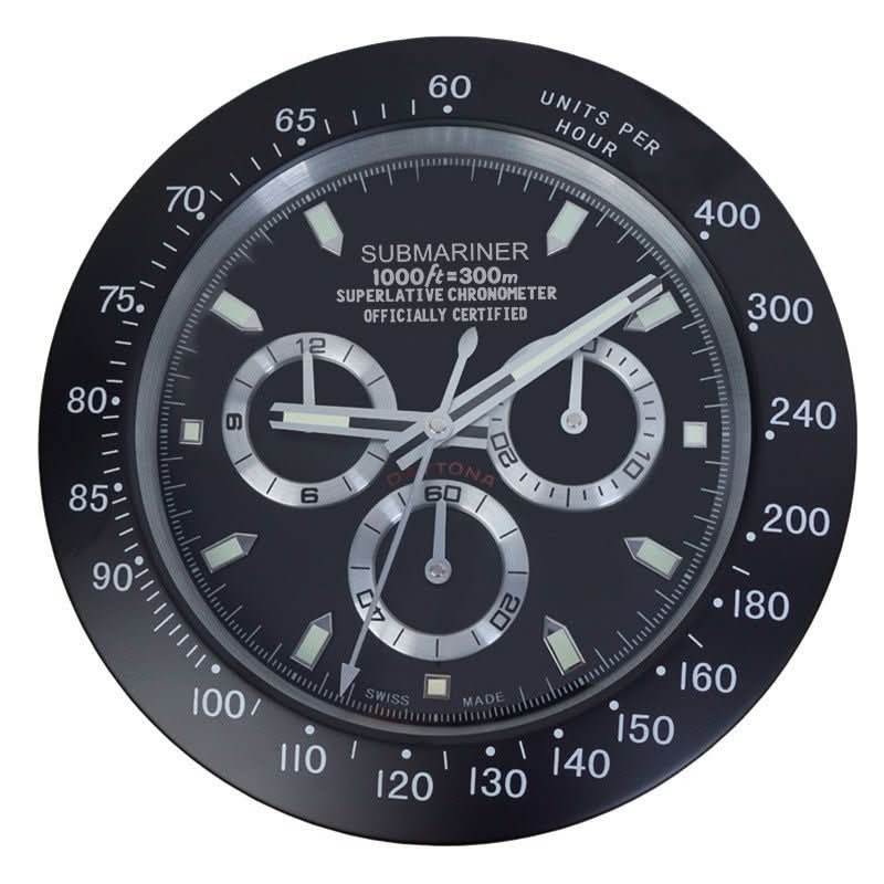 Silent wall clock stainless steel, battery operated with luminous dial