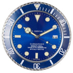 Silent wall clock stainless steel, battery operated with luminous dial