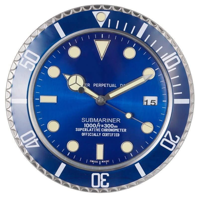 Silent wall clock stainless steel, battery operated with luminous dial