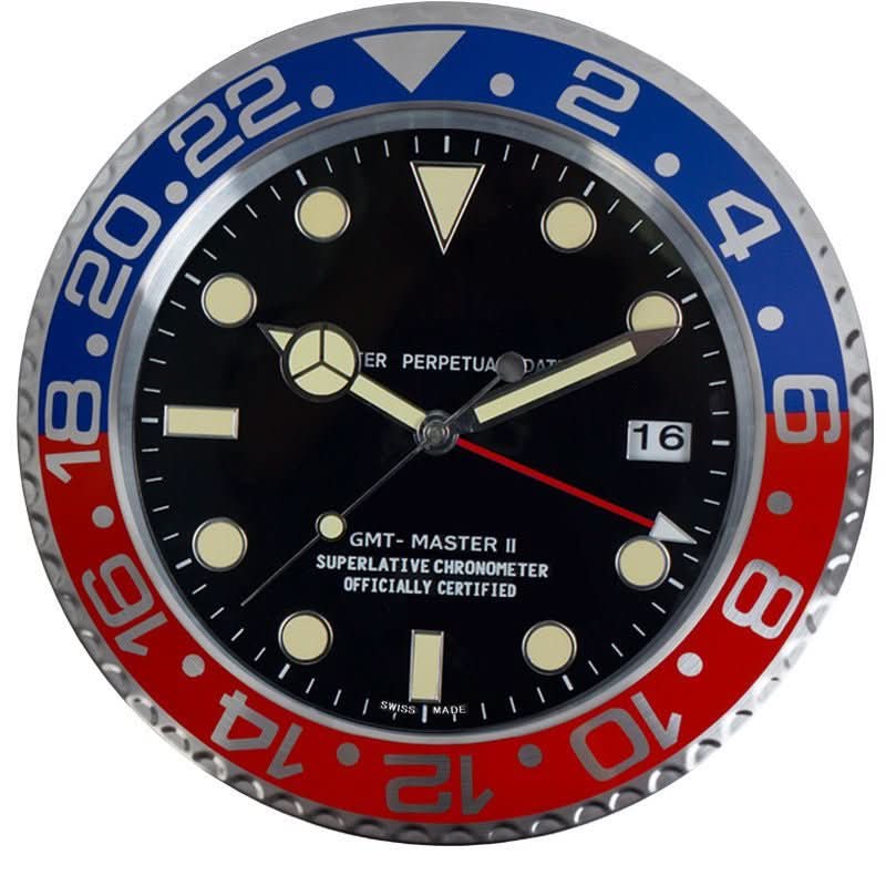 Silent wall clock stainless steel, battery operated with luminous dial