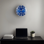 Silent wall clock stainless steel, battery operated with luminous dial