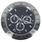 Silent wall clock stainless steel, battery operated with luminous dial