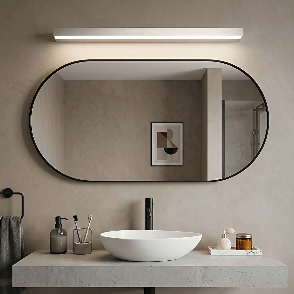 LED vanity light bar linear mirror wall sconce, slim profile, warm or cool white