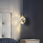 Crystal pendant light dimmable brass gold finish, modern luxury LED ceiling pendant