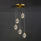 Crystal pendant light dimmable brass gold finish, modern luxury LED ceiling pendant