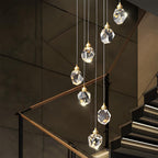 Crystal pendant light dimmable brass gold finish, modern luxury LED ceiling pendant