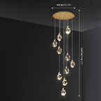 Crystal pendant light dimmable brass gold finish, modern luxury LED ceiling pendant