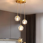 Crystal pendant light dimmable brass gold finish, modern luxury LED ceiling pendant