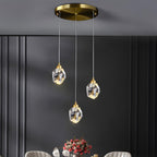 Crystal pendant light dimmable brass gold finish, modern luxury LED ceiling pendant