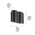 Linear outdoor wall light, waterproof up and down design, matte black aluminium
