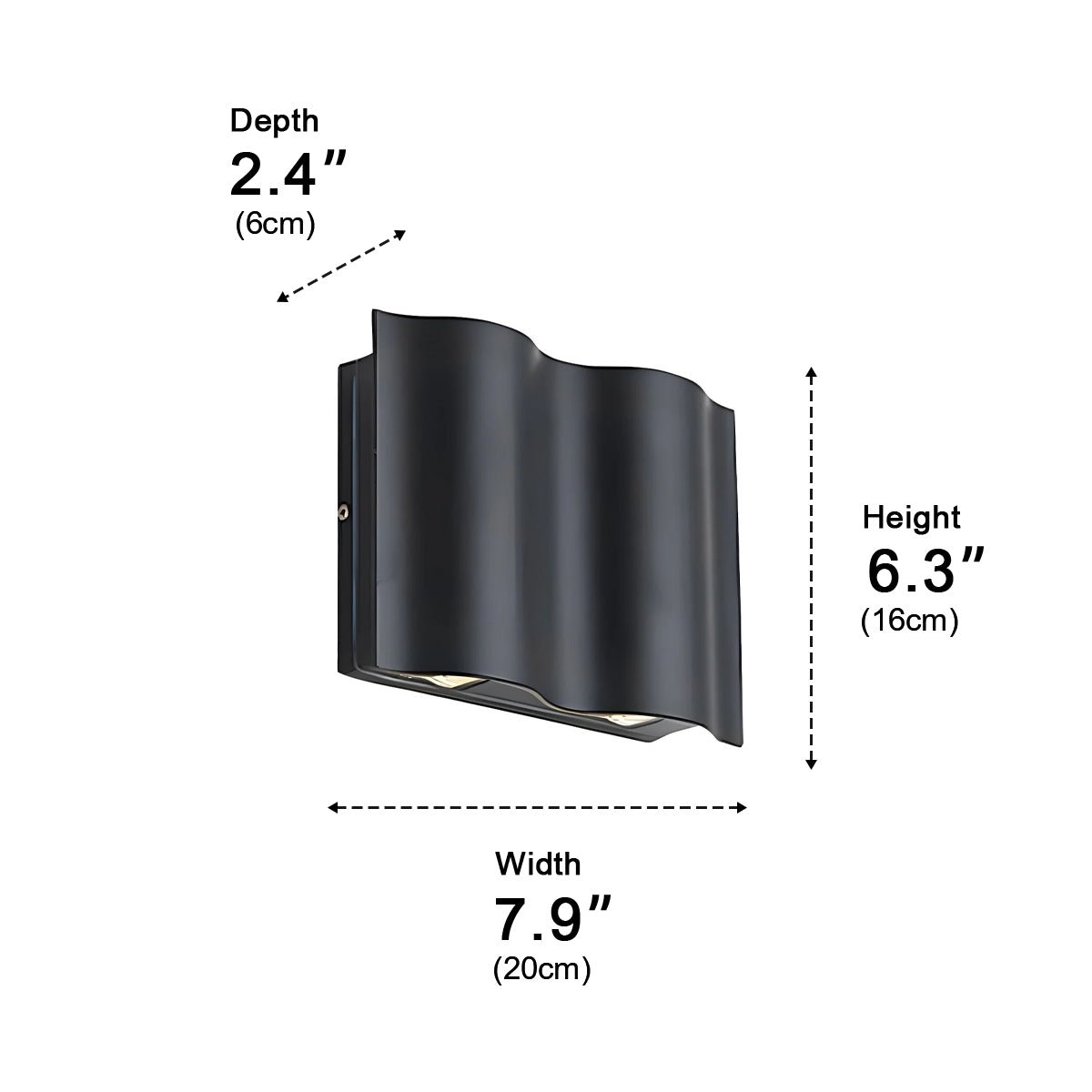 Linear outdoor wall light, waterproof up and down design, matte black aluminium