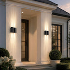 Linear outdoor wall light, waterproof up and down design, matte black aluminium