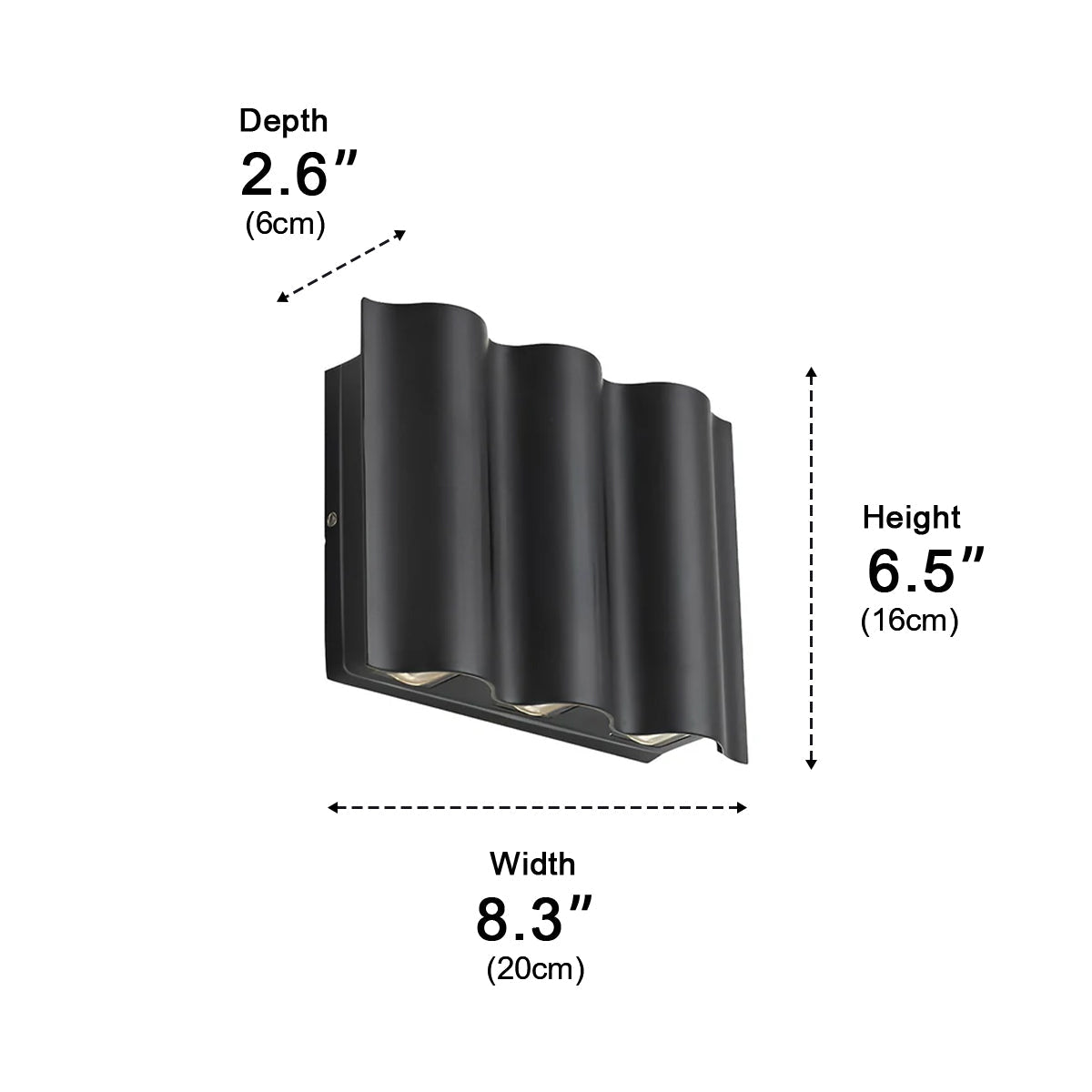 Linear outdoor wall light, waterproof up and down design, matte black aluminium