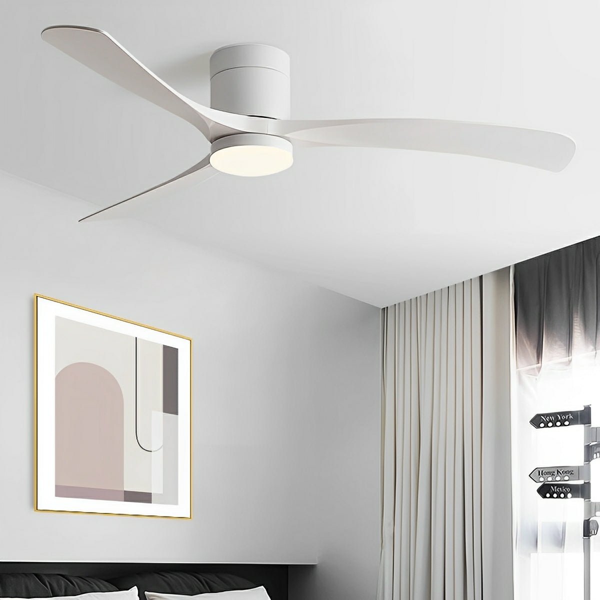 Ceiling fan light with 6-speed dimmable LED and remote control, modern Nordic style