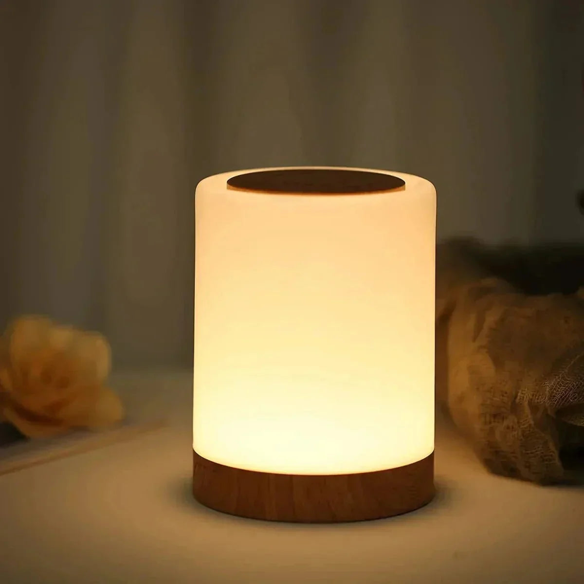 Touch Table Lamp | Rechargeable, Dimmable LED, Wood