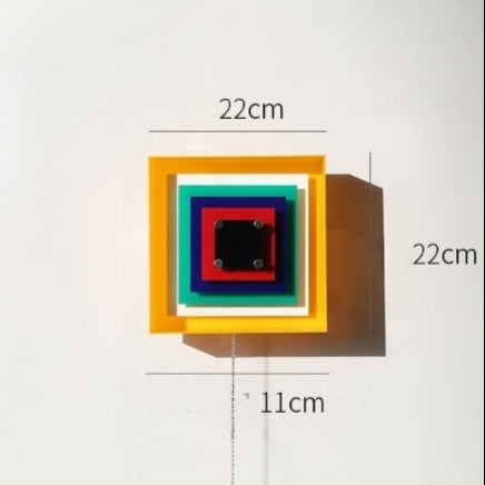 Wall Sconce LED Square Memphis Bauhaus 1-Light wrought iron acrylic warm white