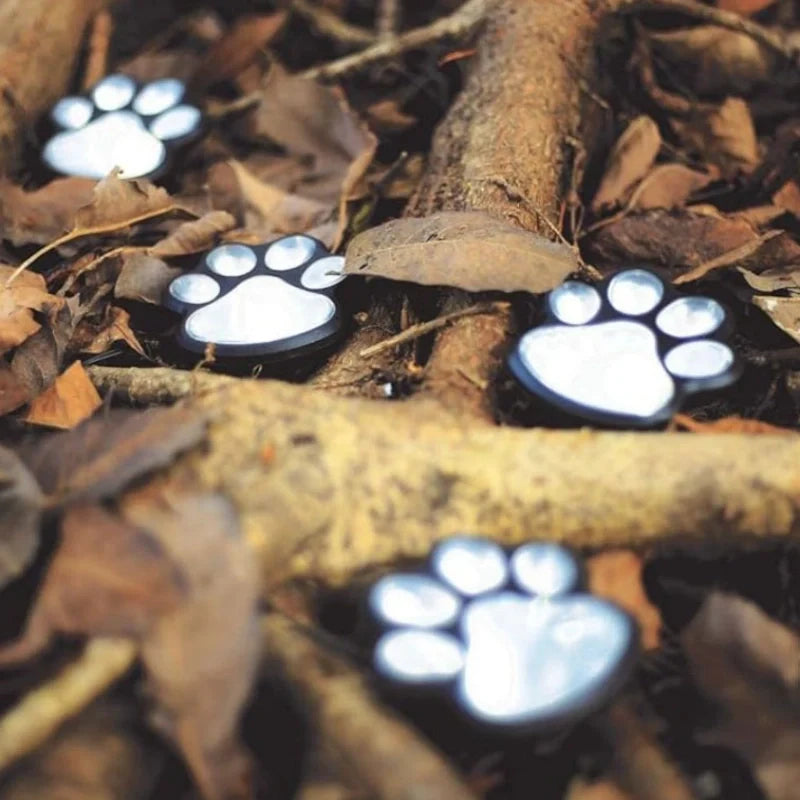 Solar paw print outdoor garden light, waterproof IP44, LED warm white glow