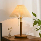 Vintage Wooden Table Lamp, Retro Walnut Bedside Light