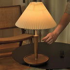 Vintage Wooden Table Lamp, Retro Walnut Bedside Light
