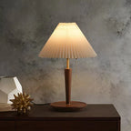 Vintage Wooden Table Lamp, Retro Walnut Bedside Light