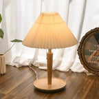 Vintage Wooden Table Lamp, Retro Walnut Bedside Light